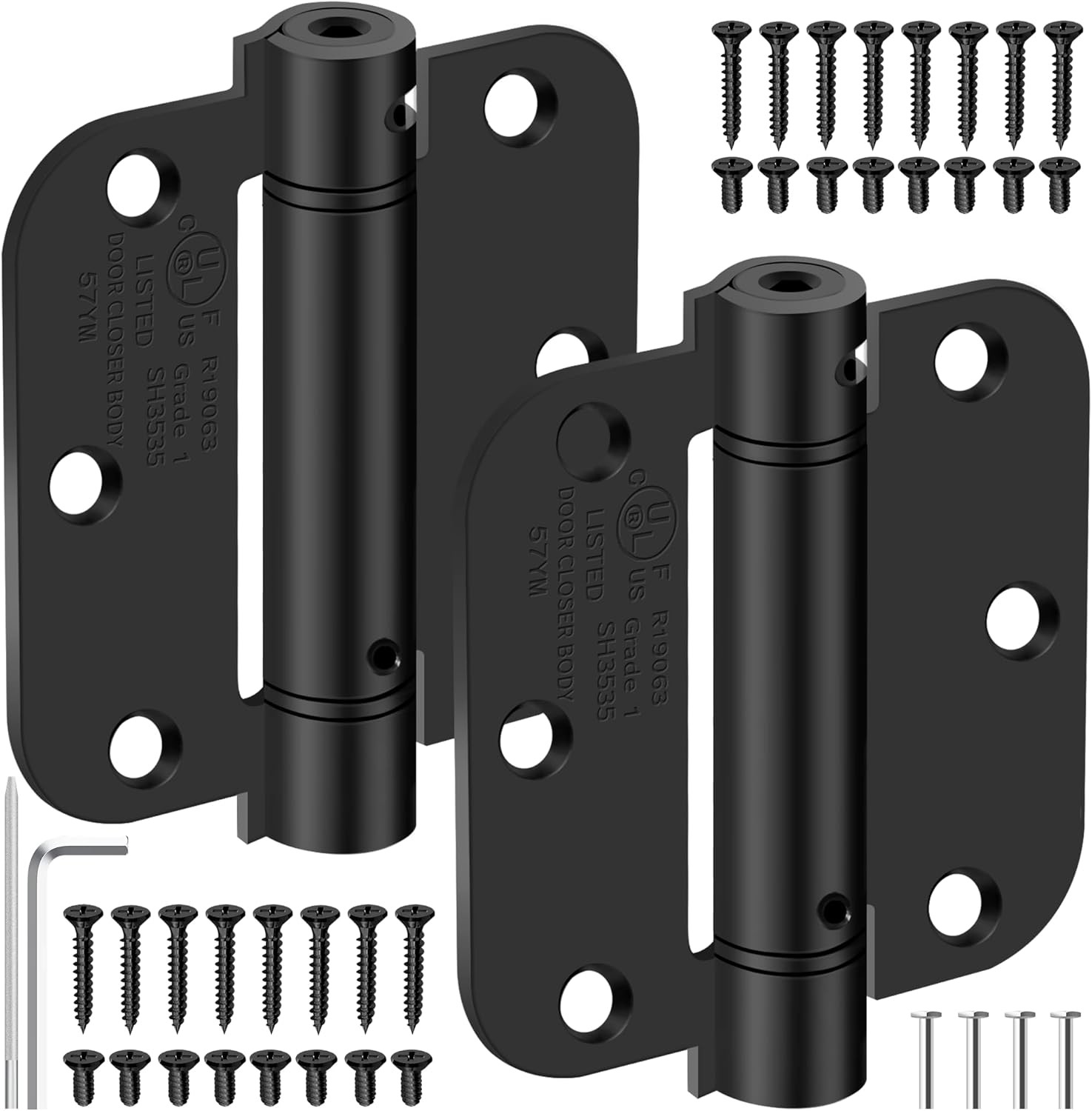 2 Pack 3.5 Inch Self Closing Door Hinges 5/8" Radius Corners Spring Loaded Hings