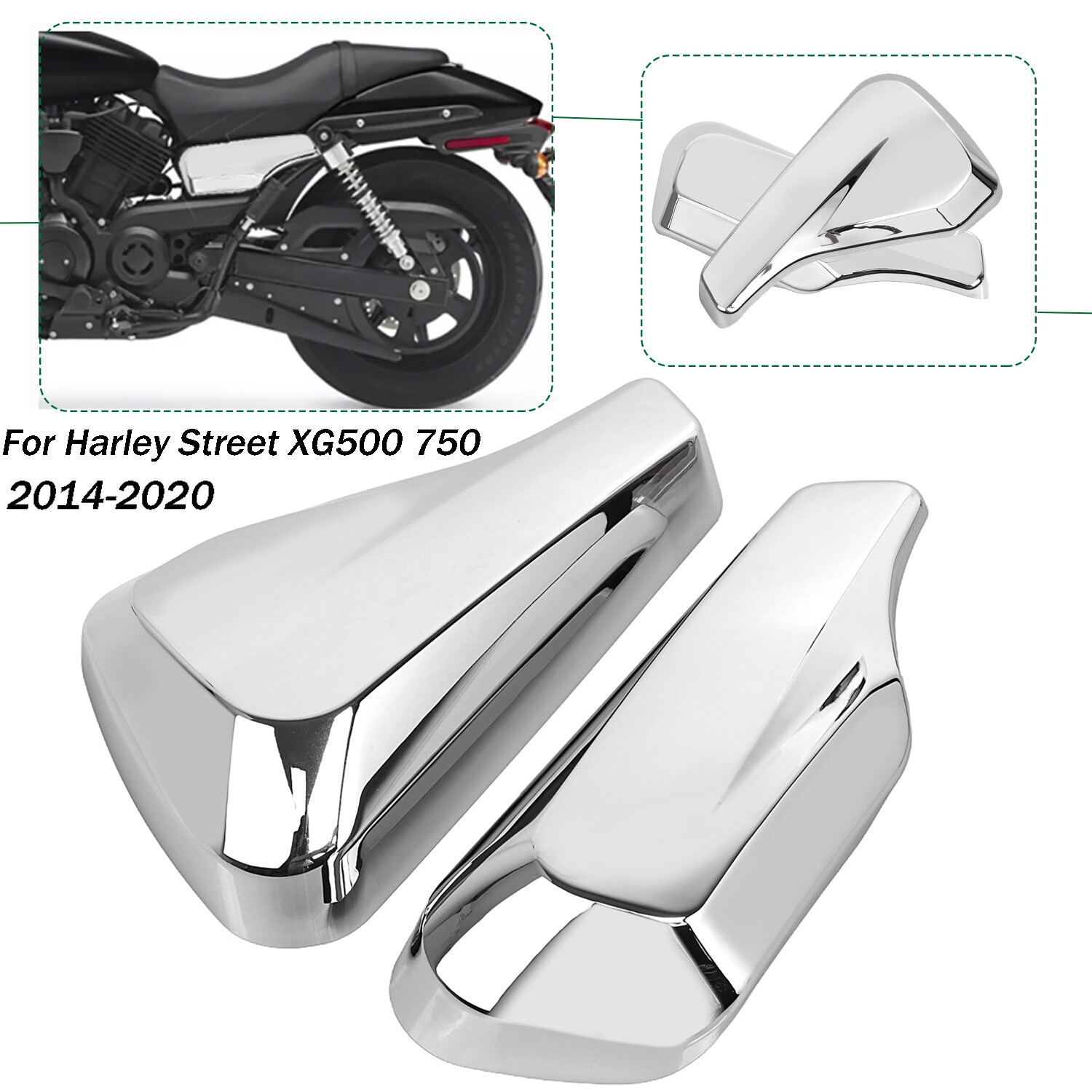 Chrome L&R Battery Side Fairing Cover Fit For Harley Street XG500 750 2014-2020