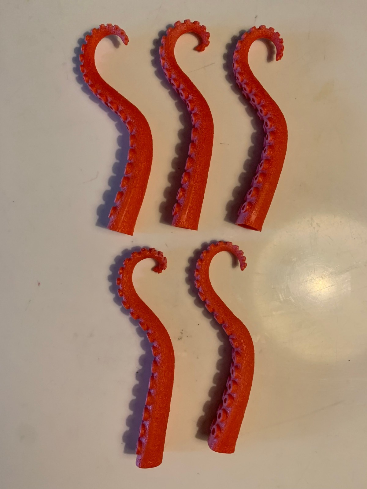 Finger Tentacles, set of 5,  long 6.5 inches,  red and pink