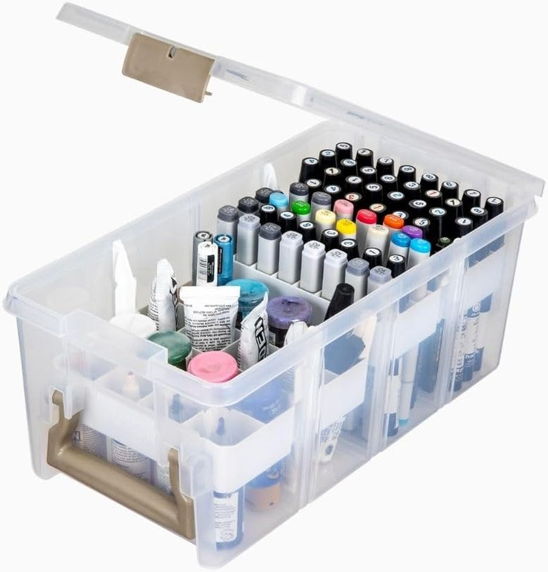 Artbin Essentials 12 X 12 One-Compartment Craft Box, Clear | Includes Accessory
