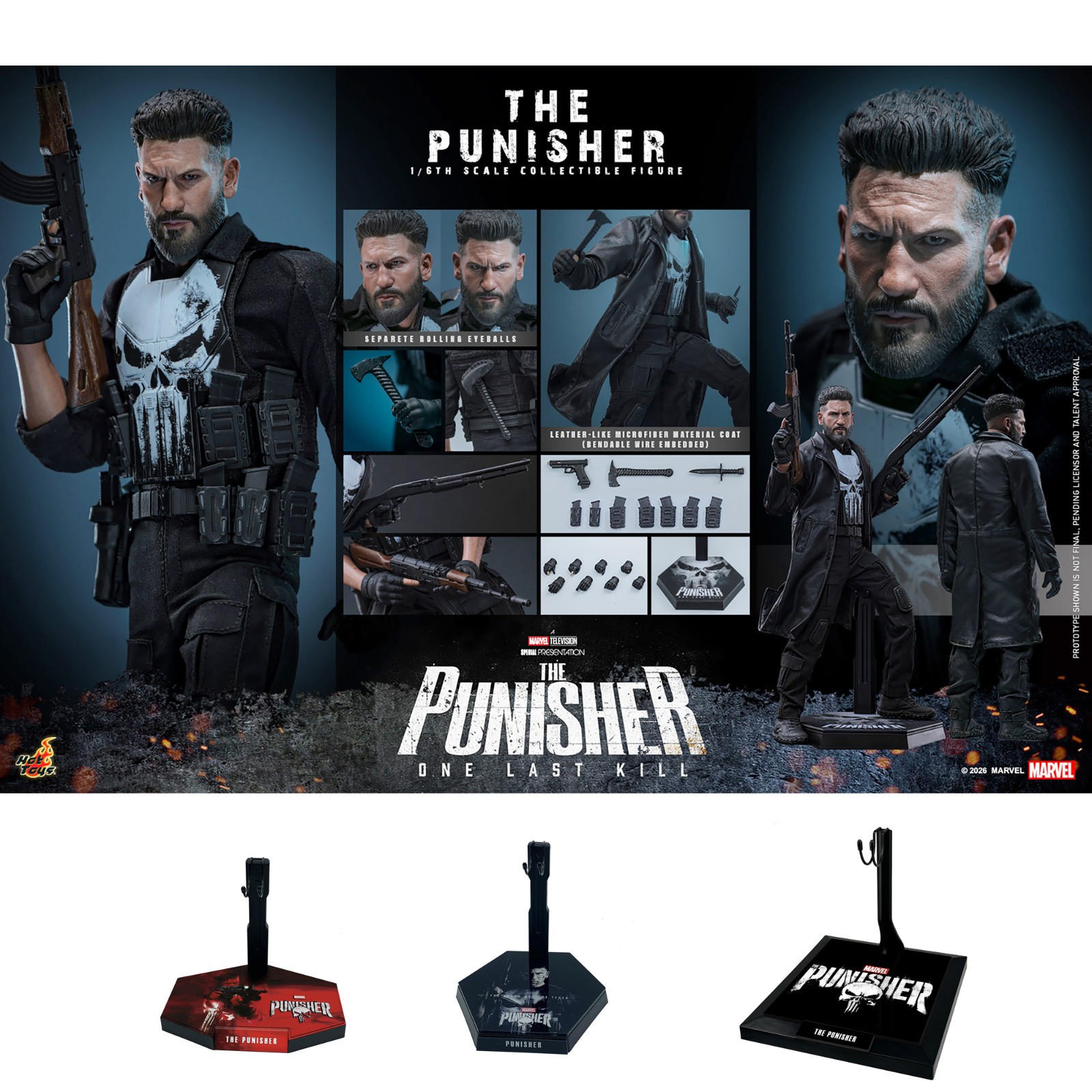 1/6 Scale Action Figure Display Stand Compatible with The Punisher