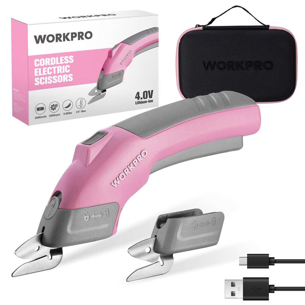 WORKPRO 4V Cordless Shear Cutter with 2PCS Blades Rechargeable Powerful Scissors