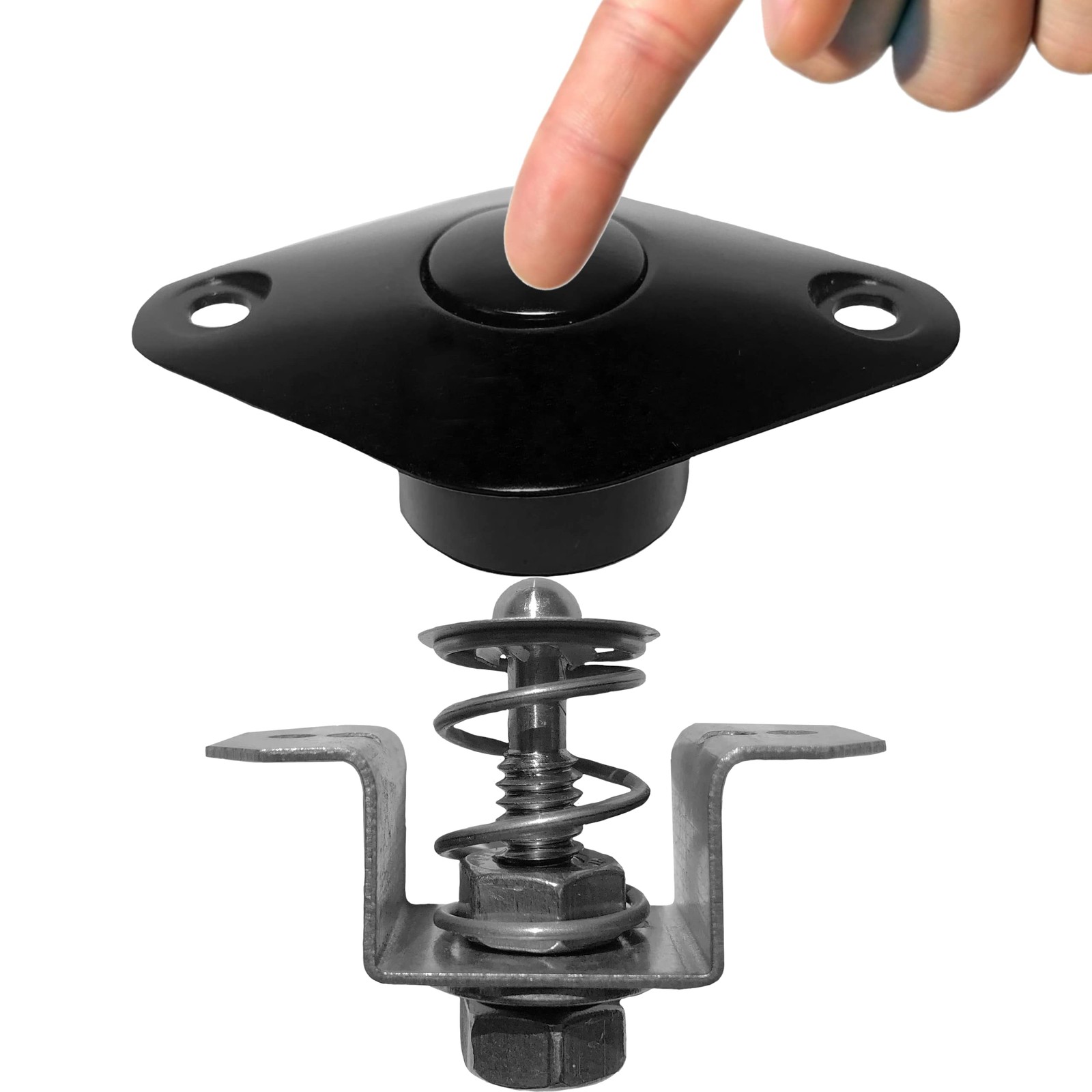Dzus Large Push Button Retro Quick Latch Release Fastener Black 1.375 Inch