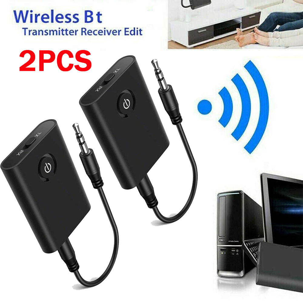 2Pcs BT 5.0 Transmitter Receiver 2 IN 1 Wireless Audio 3.5mm Jack Aux Adapter US