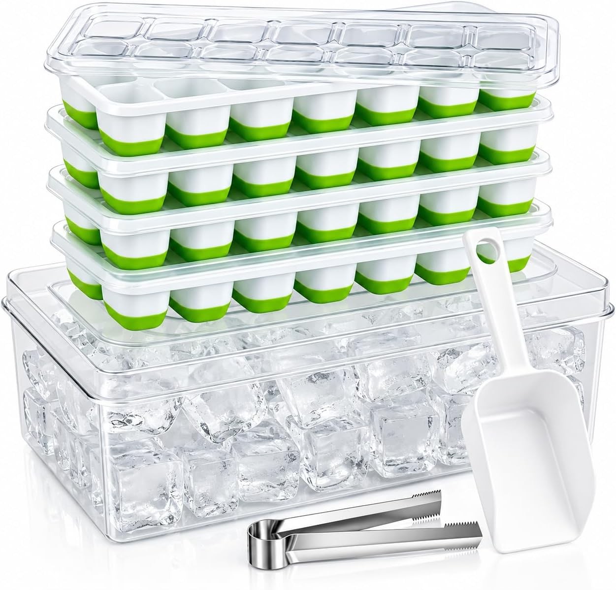 BPA-free green silicone ice tray set with easy release design