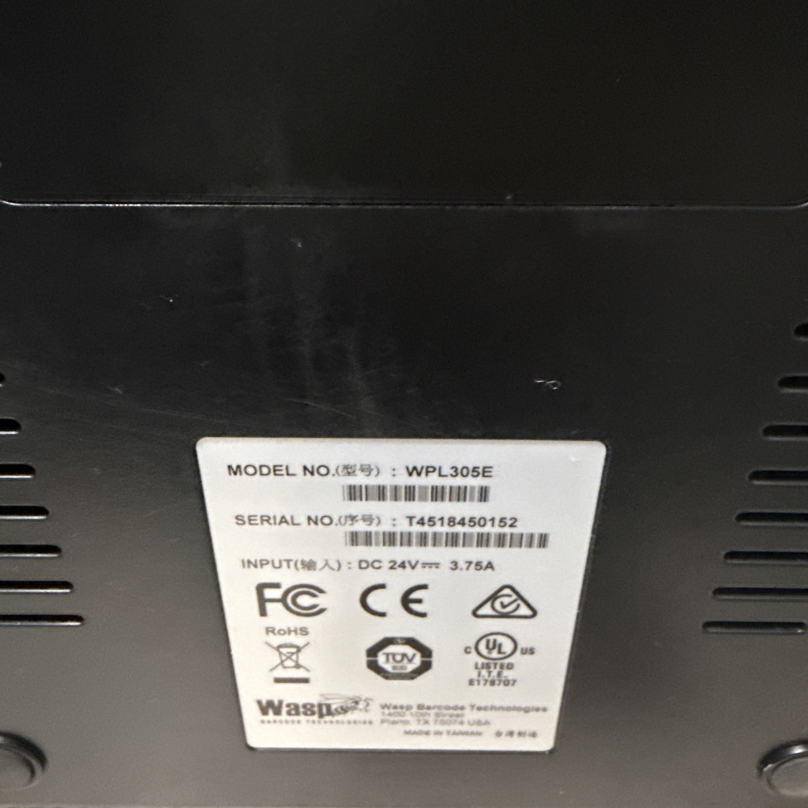 Wasp WPL-305e Thermal Barcode Label Printer USB Parallel Serial WPL305E