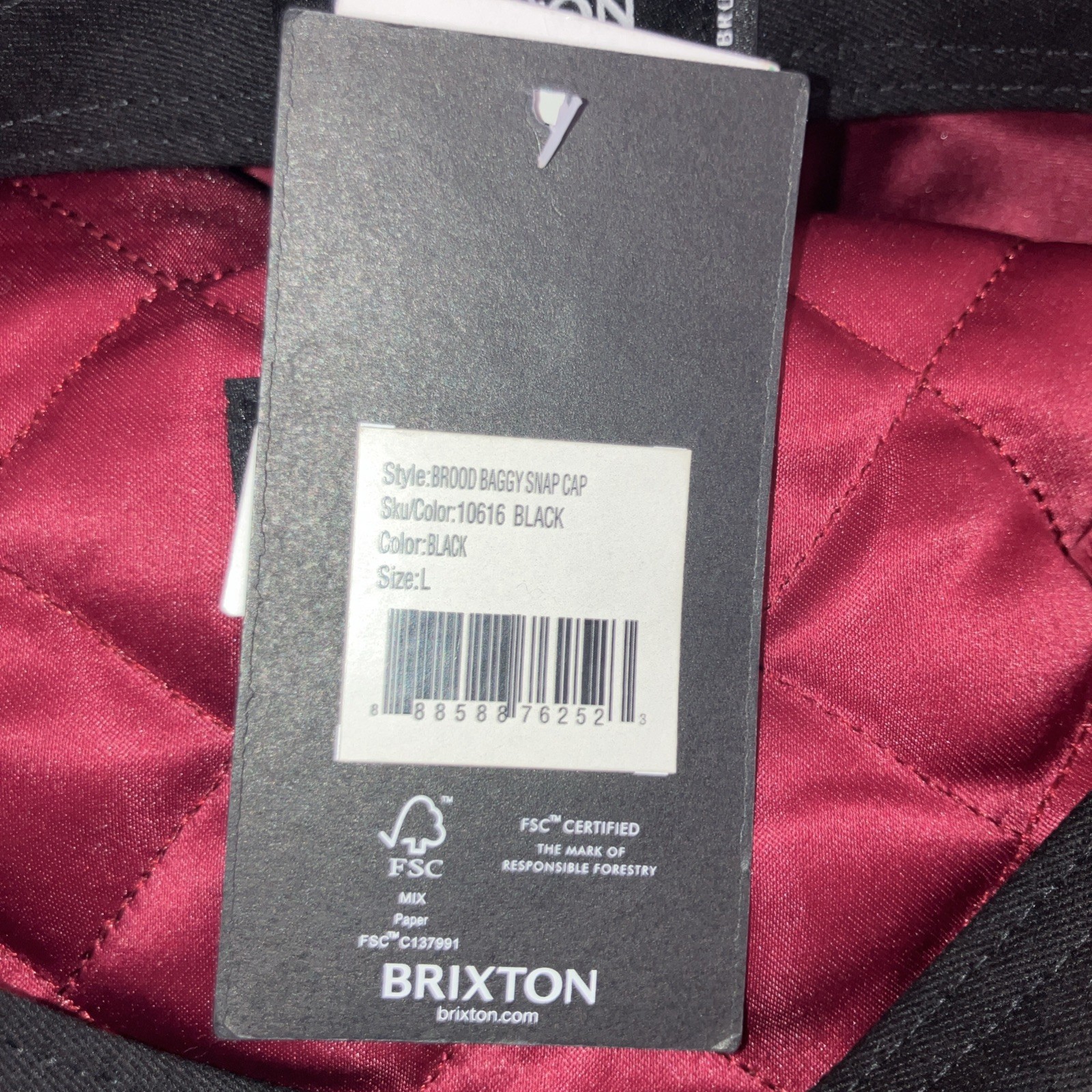 Brixton Brood Baggy Snap Cap Large Black NWT New