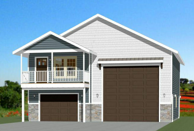 36x42 Apartment with 1-Car 1-RV Garage -- PDF Floor Plan -- 961 sqft -- Model 2F