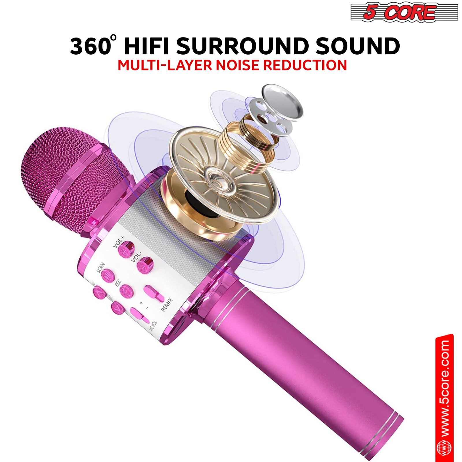 5Core Wireless Karaoke Microphone Bluetooth Mic Portable Handheld Microfonos