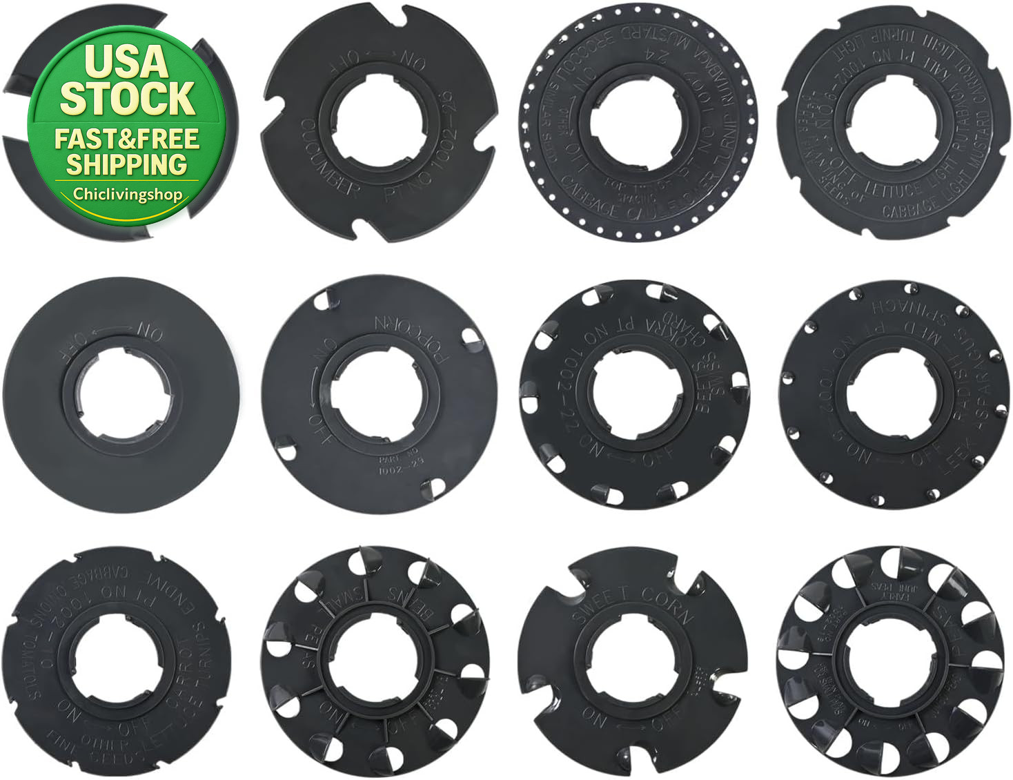 Seed Plates 60009 60010 Set Compatible with Earthway 10001 1001-B Planter