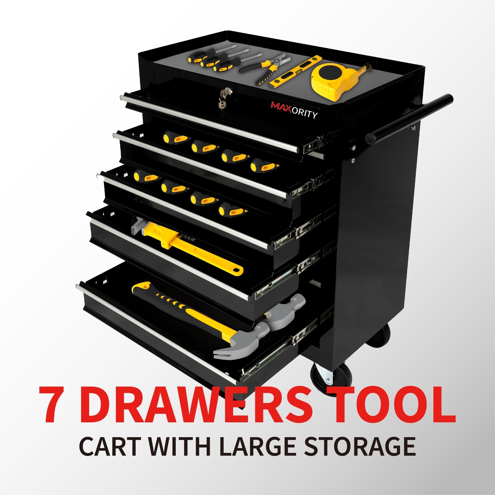 7-Drawer Heavy-Duty Rolling Tool Chest Cabinet with Lock