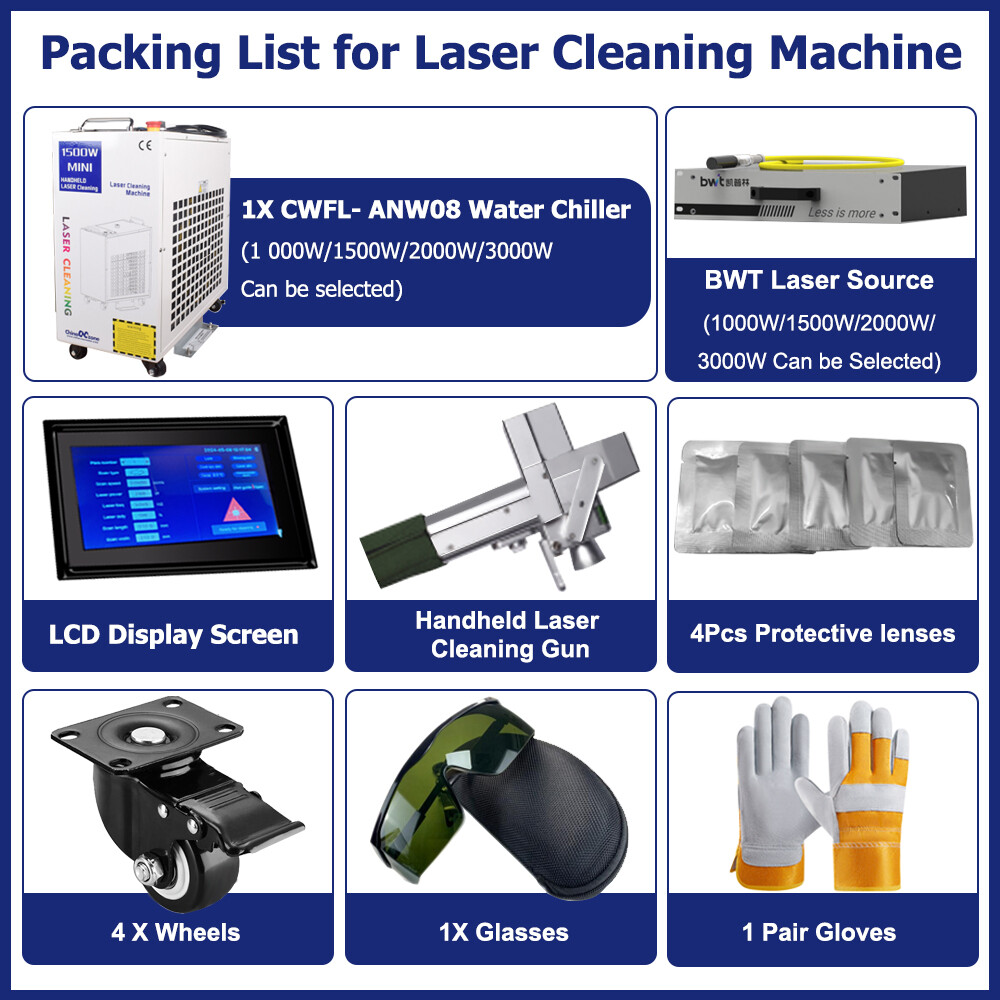 2000W Handheld Laser Cleaning Machine 9 clean modes Rust Paint Oxide Remover US