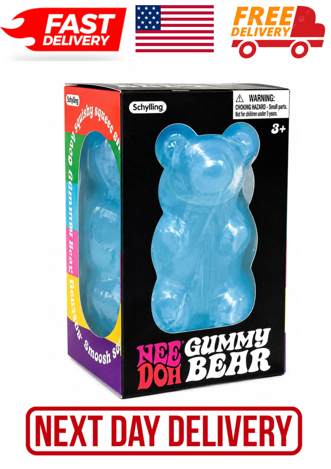 NeeDoh Gummy Bear Blue Squishy Fidget Toy Stress Relief Sensory Desk Toy