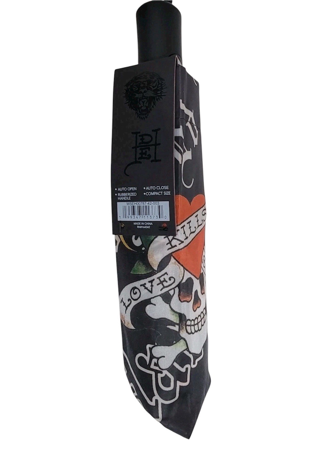 ED HARDY tattoo Love Kills Slowly Umbrella NWT Compact Size