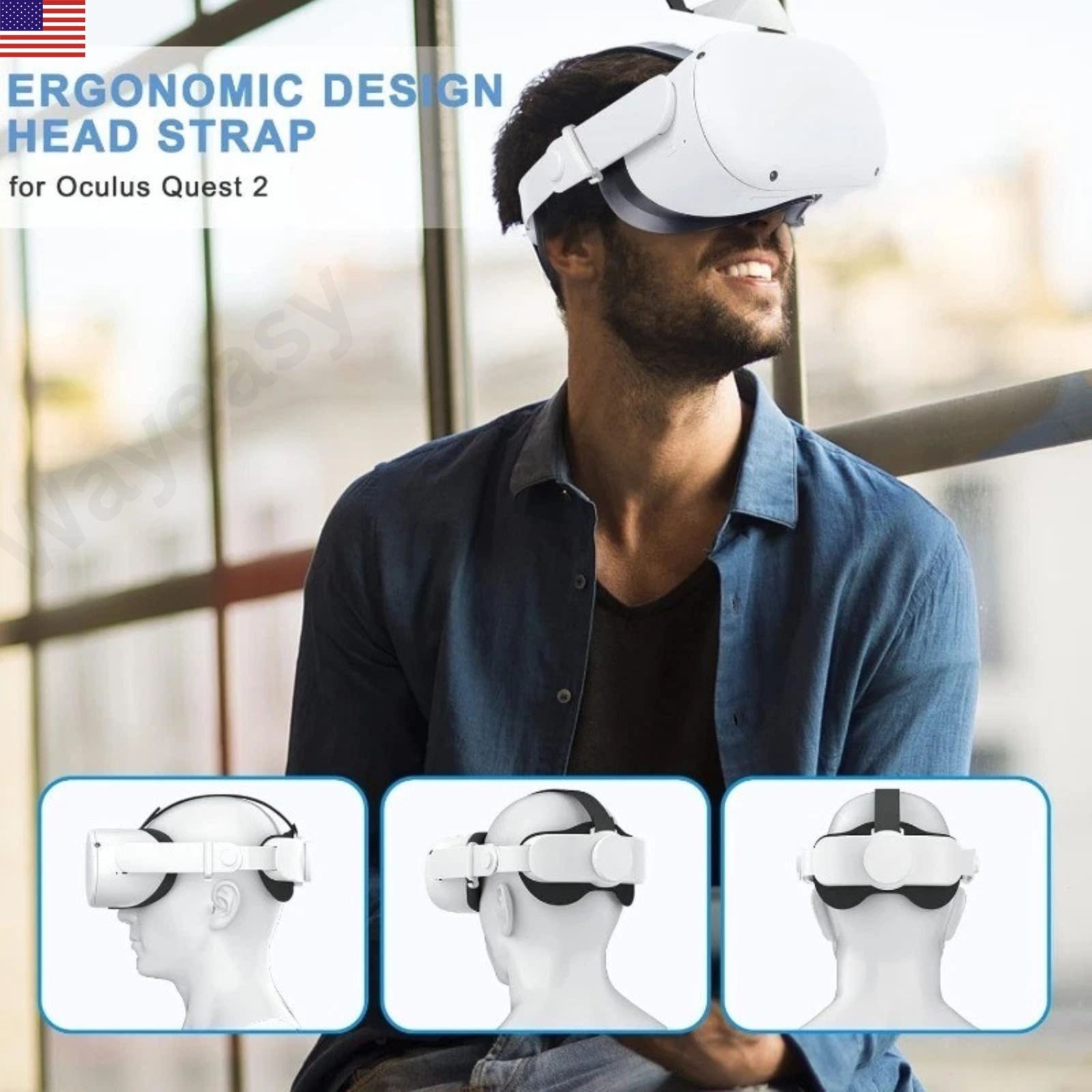 Adjustable Head Strap for Meta Quest 2 VR Comfort Elite Replacement Headband VR
