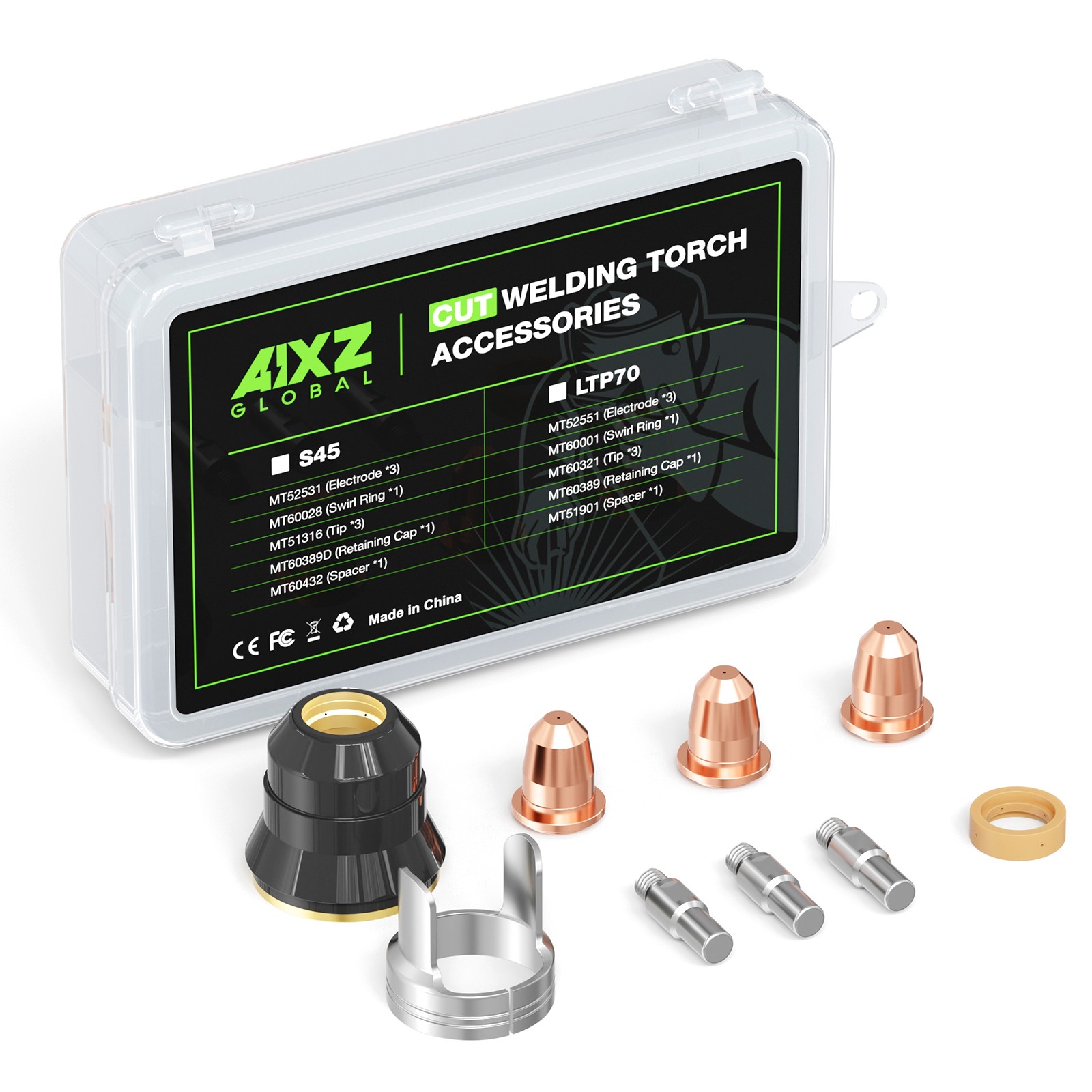 9 PCS AIXZ S45 Plasma Cutter Accessory Kit for Most Low-Frequency Welding Torch