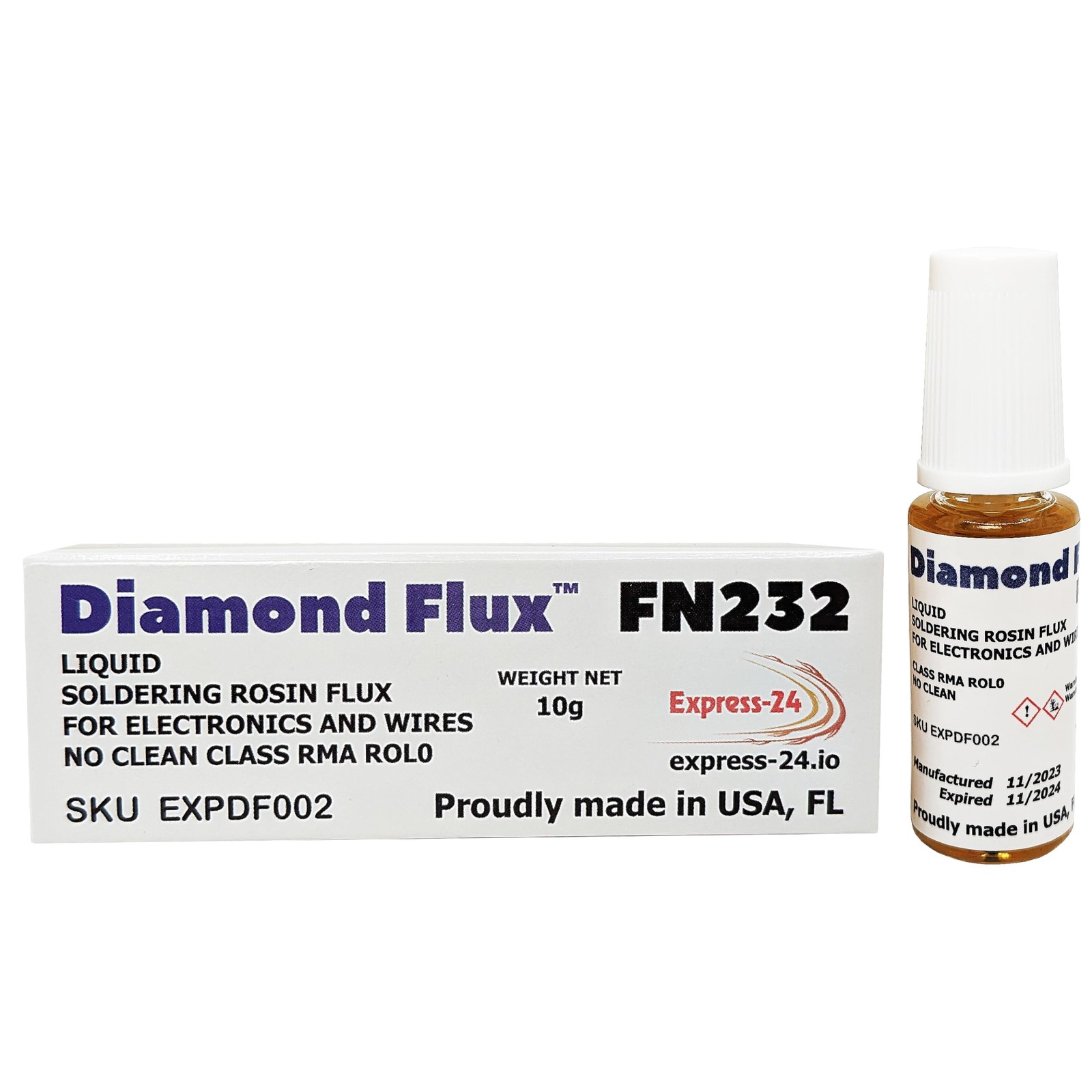 Diamond Flux FN232 Liquid Soldering with as the pictures shown, Amber