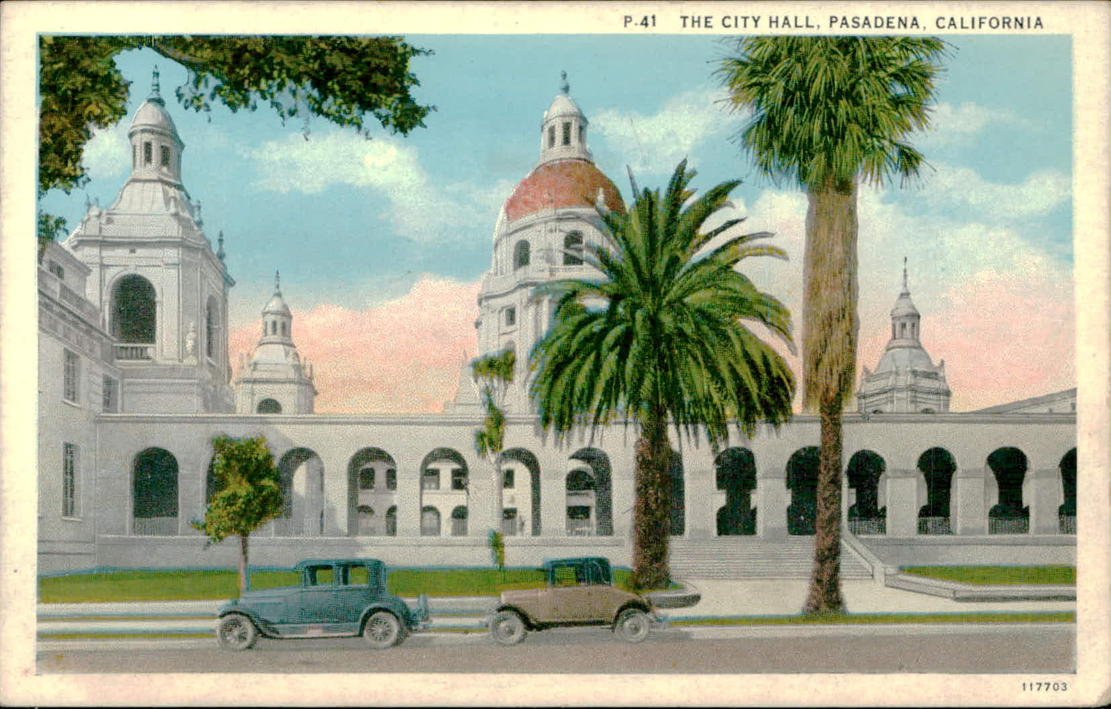Postcard: THE CITY HALL, PASADENA, CALIFORNIA
