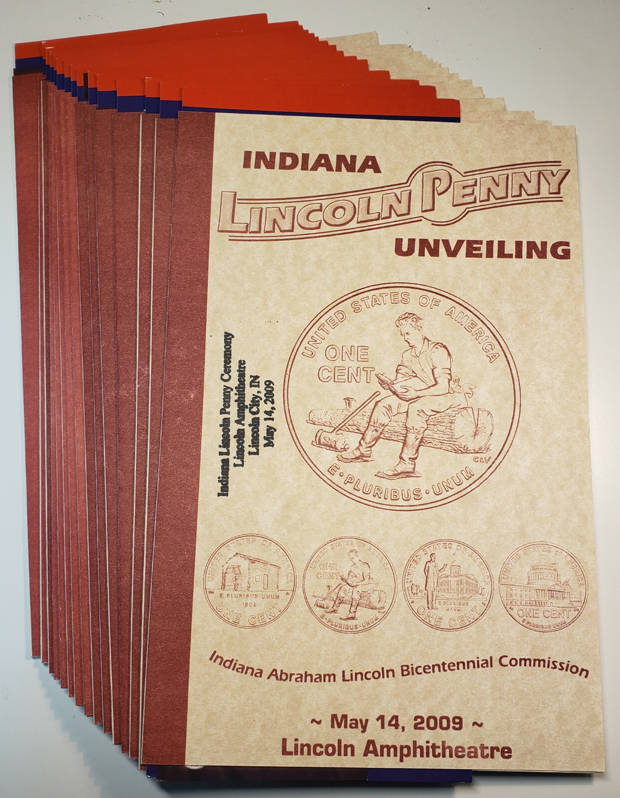 2009 Lincoln Formative Years Launch Ceremony / One Cent Unveiling Program 2pc