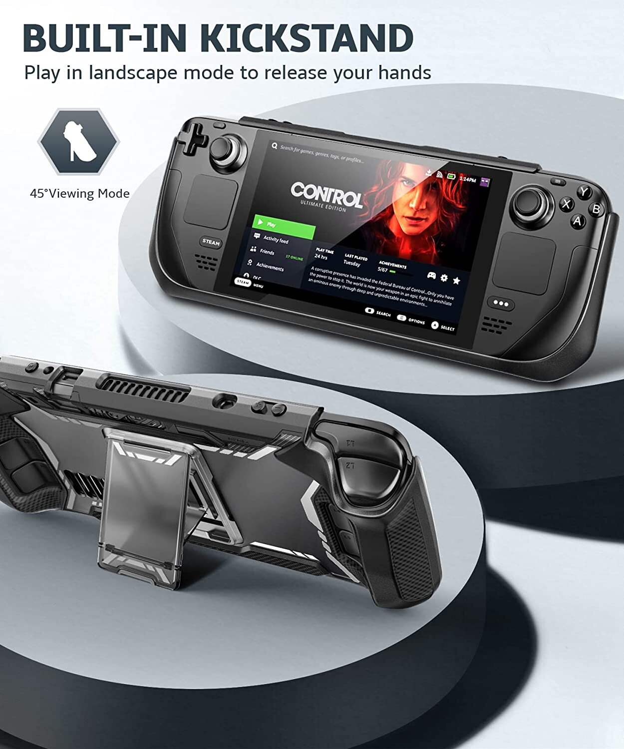 Mumba For Steam Deck 2022 Console Grip Case with Kickstand Ergonomic Cover Shell