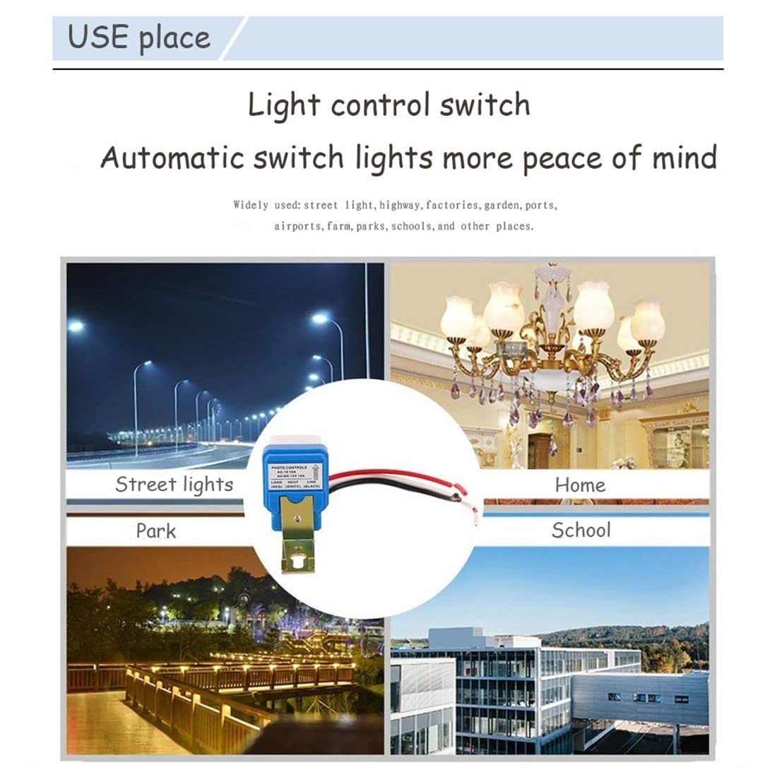3-Piece 12V 10A Dusk Sensor Switch Set for Automatic Night Lighting Solutions