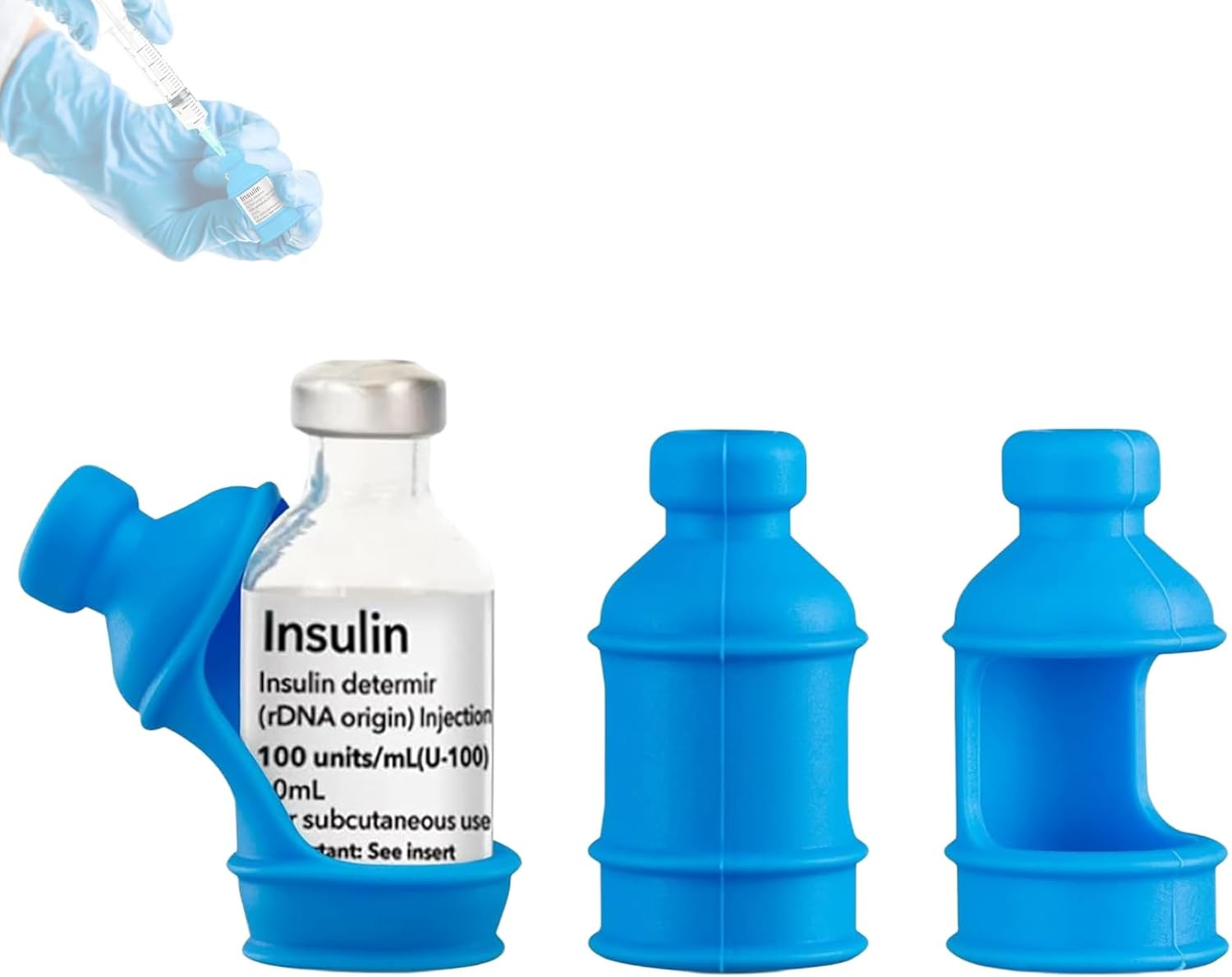 3-Pack Insulin Vial Protector Sleeve Silicone Case for 10mL Vials Blue