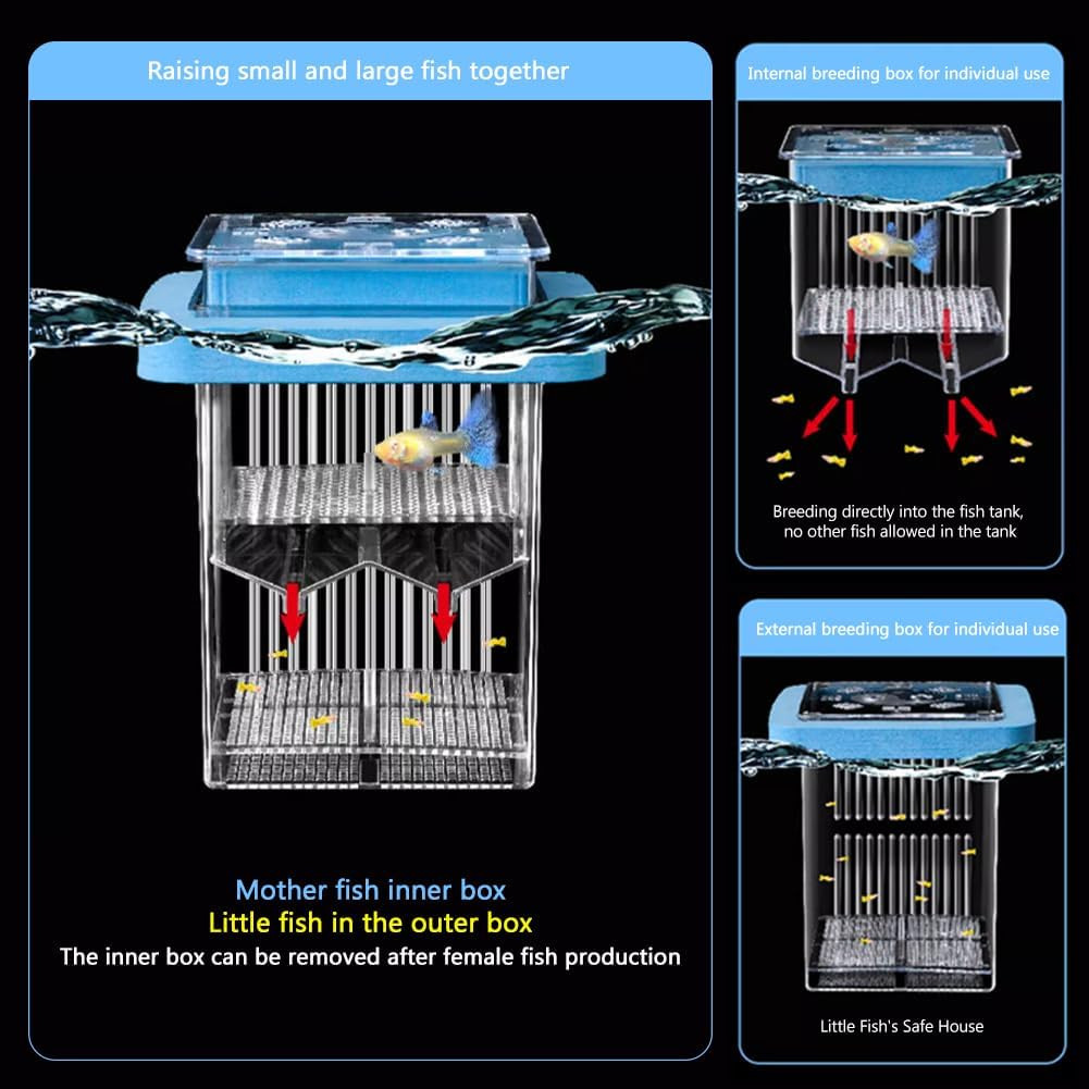 ® Floating Fish Breeding Box with Lid Parent Fish and Baby Fishes Aquarium Divid