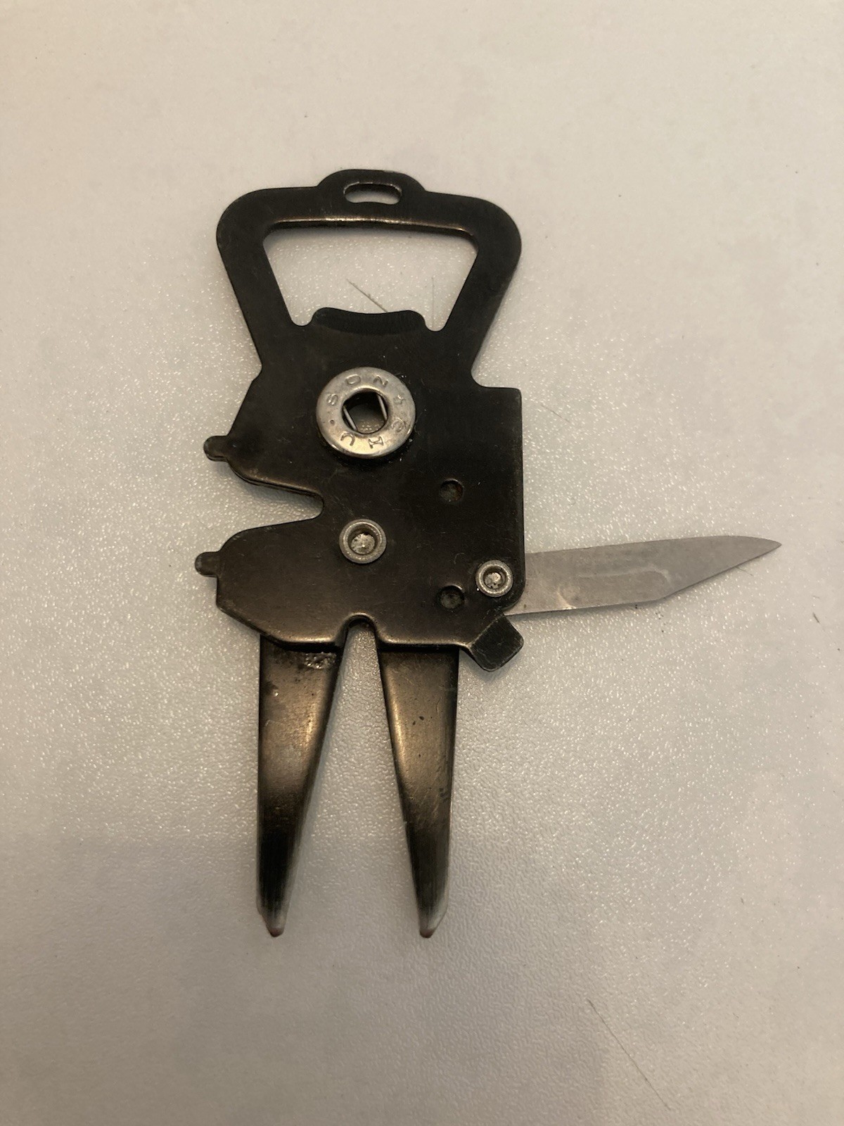 Vintage Golf Divot Multi Tool Bottle Opener Knife Folding Black