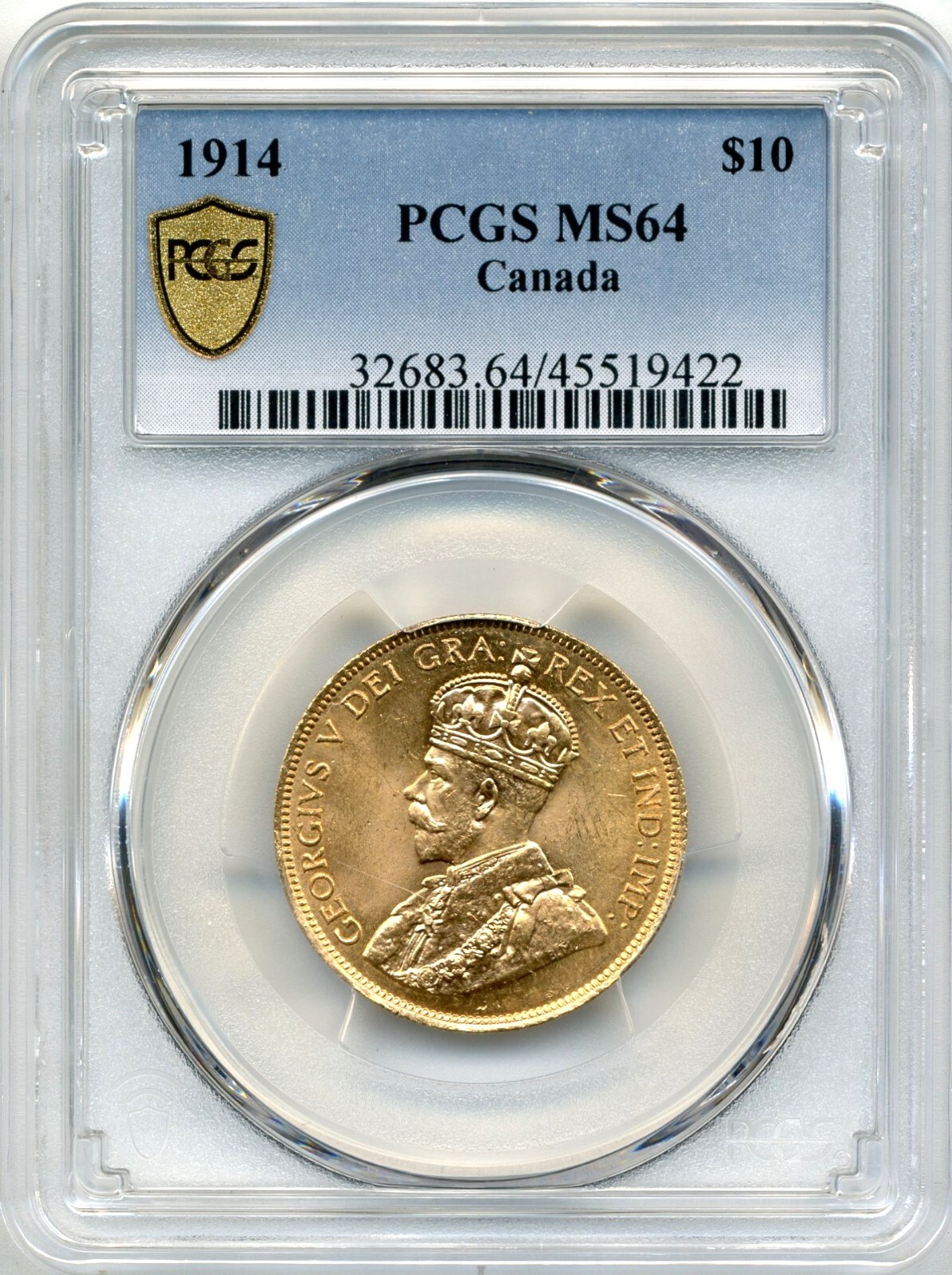 1914 Canada $10 Gold Coin - Choice Uncirculated, PCGS MS 64