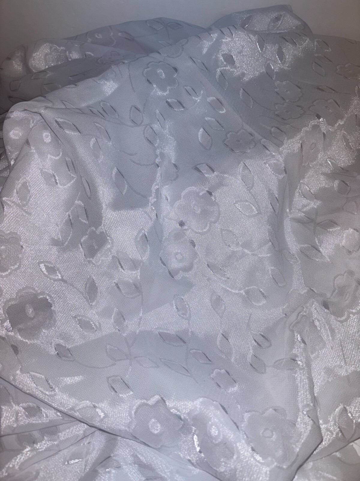 NEW Beautiful White Floral Drapery Organza Sold by Yard 58"Wide More Available