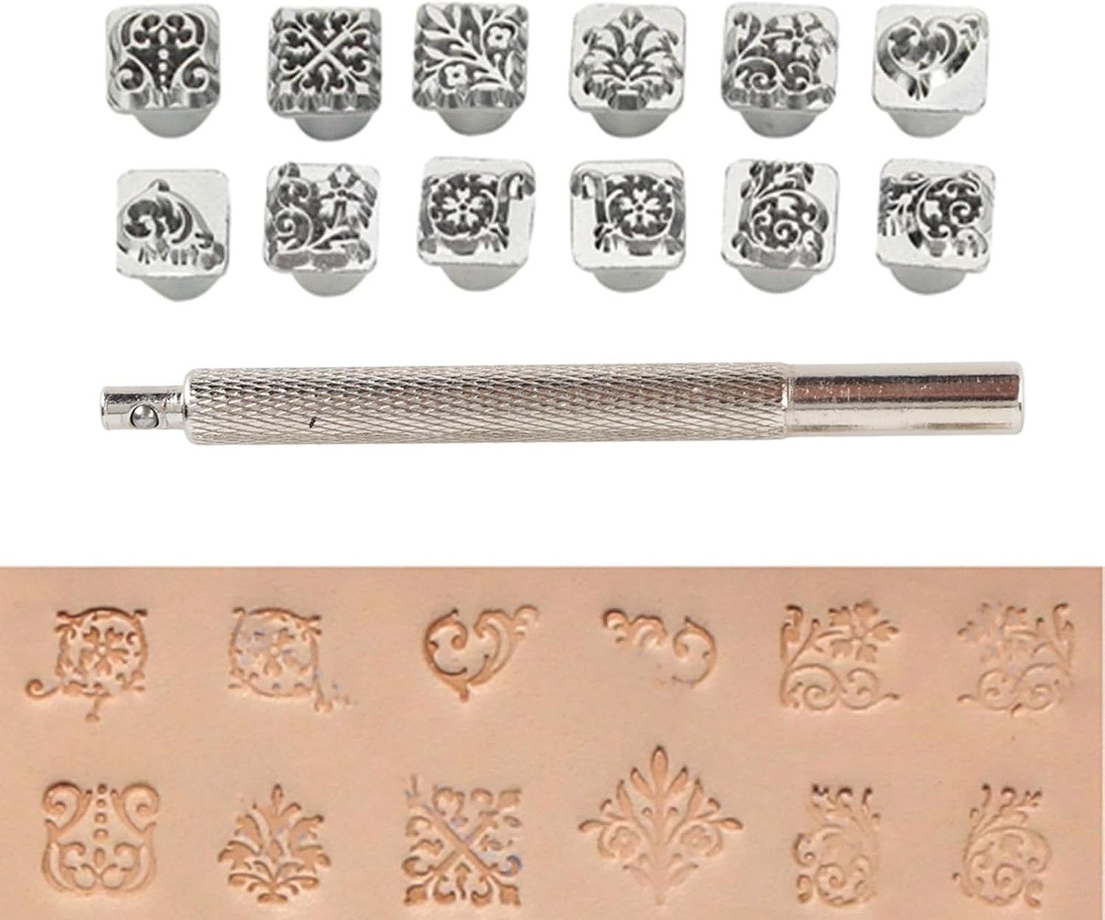 Leather Stamp Tool Set, 12Pcs Leather Stamping Punch, Embossing Pattern for