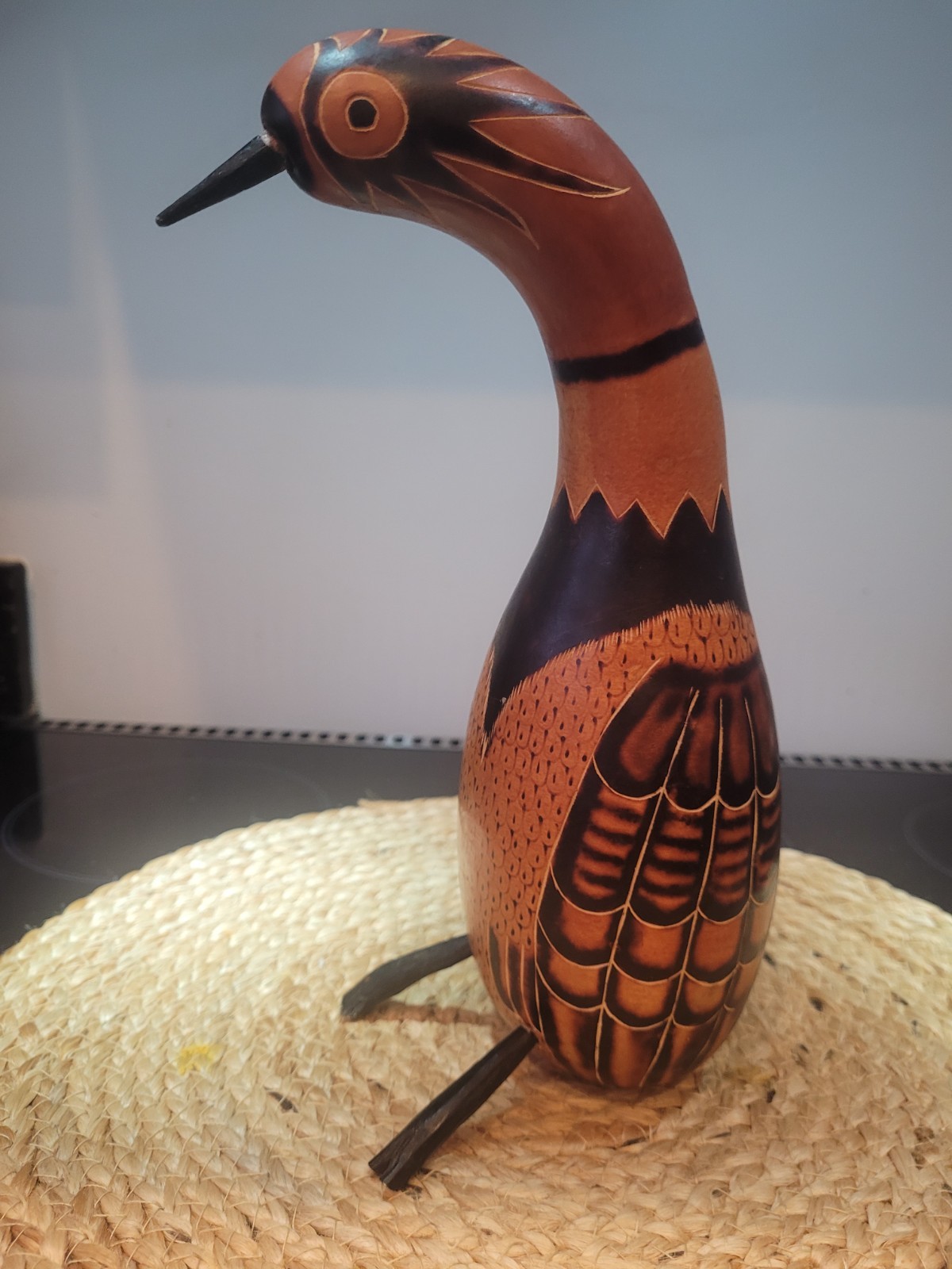 Hand Carved Gourd Decorative Figurative Peruvian Bird
