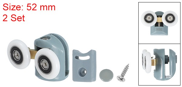 2Pcs 23mm Double Shower Door Rollers Plastic Top Wheels Pulleys Guide Grey