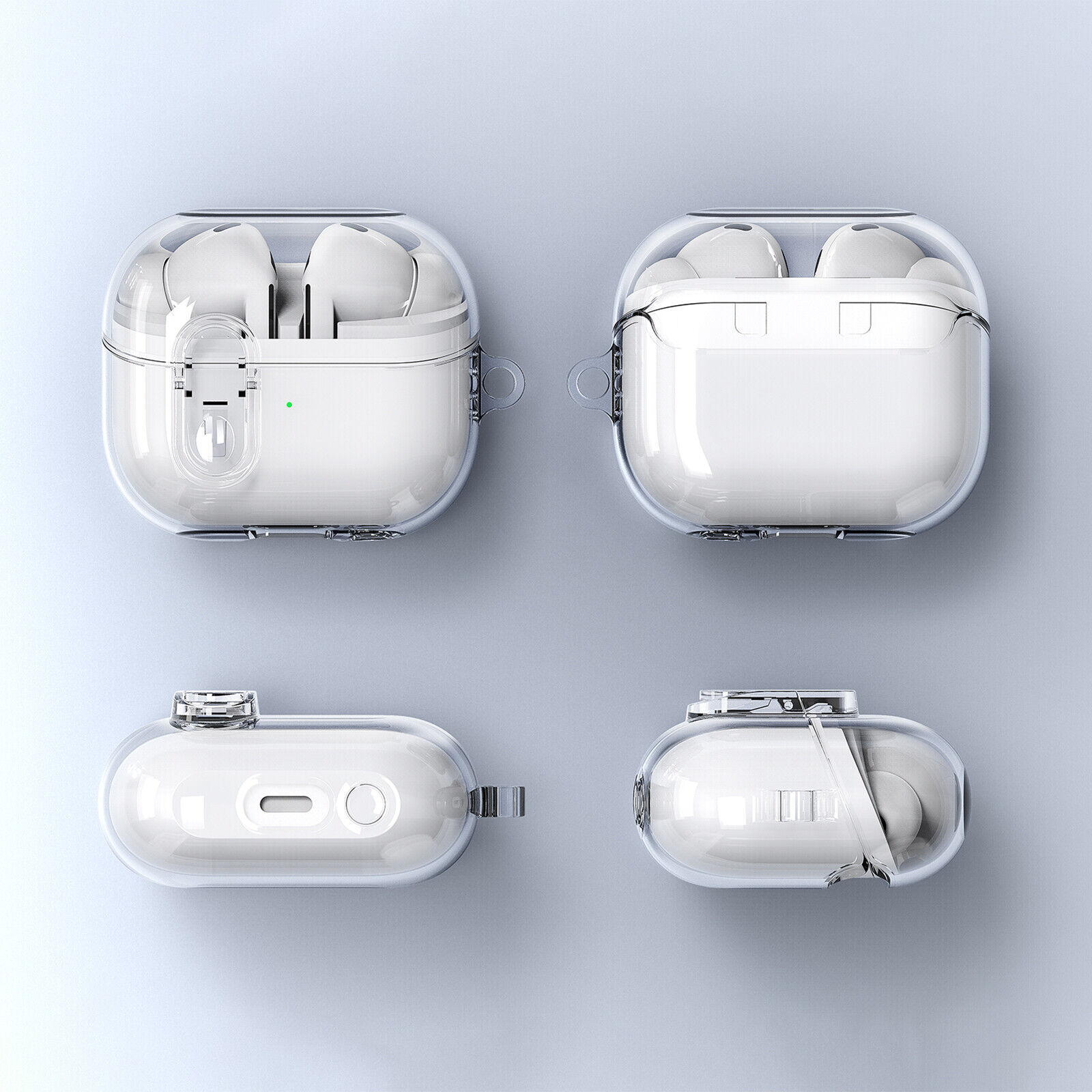 For Samsung Galaxy Buds 3 /3 Pro Shockproof Clear Secure Lock Case with Keychain