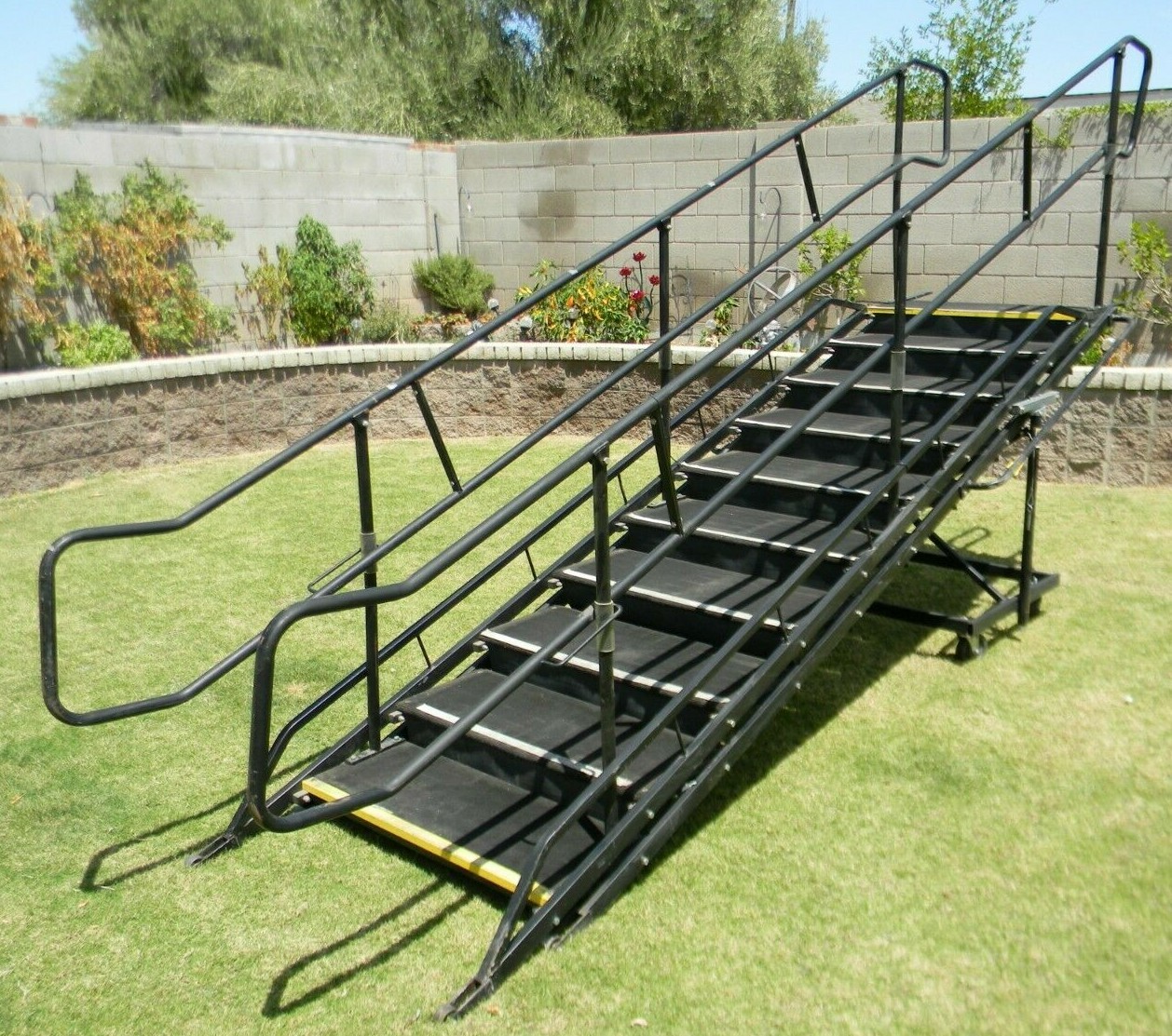 Sico 10 Step Rolling Portable Stage Stairs w/ Handrails 4ft - 8ft, 40" to 72" +