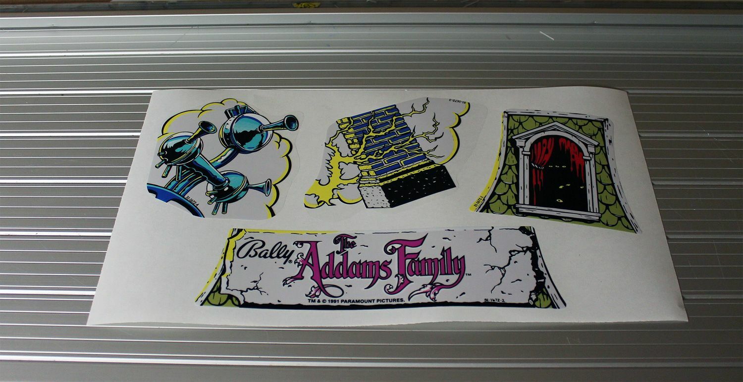 Bally Addams Family Pinball Machine TOPPER DECAL SET