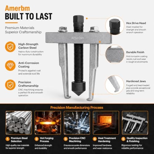 2 Jaw Bearing Puller 30mm-90mm Adjustable Gear Puller Tool - Heavy Duty Slim