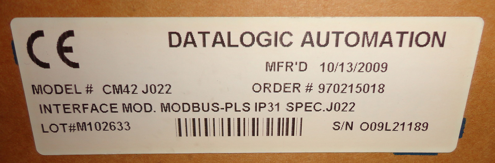 EMS CM42 J022 INTERFACE CONTROLLER DATALOGIC ESCORT MEMORY SYSTEM CM42J022 NEW
