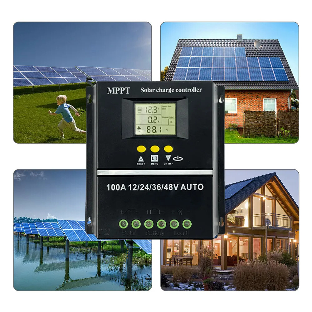 2pcs 100A MPPT Solar Charge Controller Tools 12V/24V/36V/48V LCD Dual USB