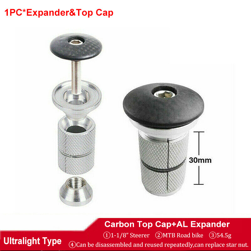 BMX Headset 1-1/8" Threadless Carbon/Aluminum DH Stem Expander Top Cap Fork Part