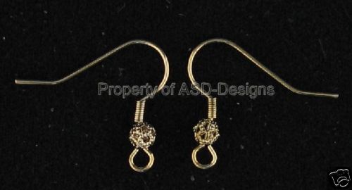 36pc Gold / P  4mm Filigree Ball Fish Hook EarWire 5578