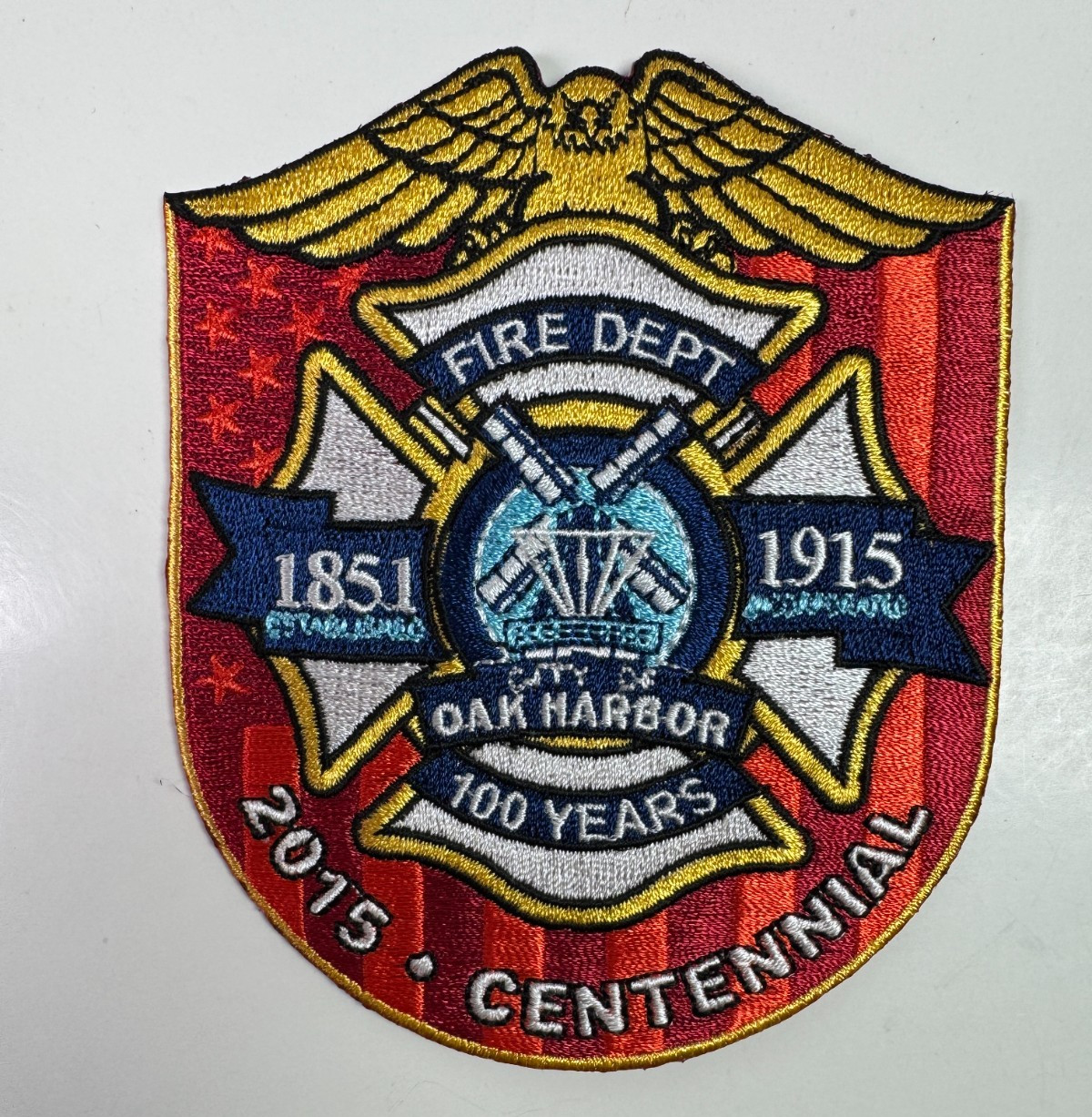 Oak Harbor Fire 100 Years 2015 Centennial Washington WA Anniversary Patch Y2