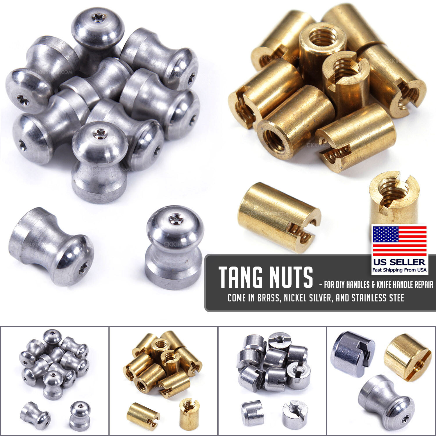 [10PCS] - Tang Nuts for DIY Handles & Knife Handle Repair - USA Sizes