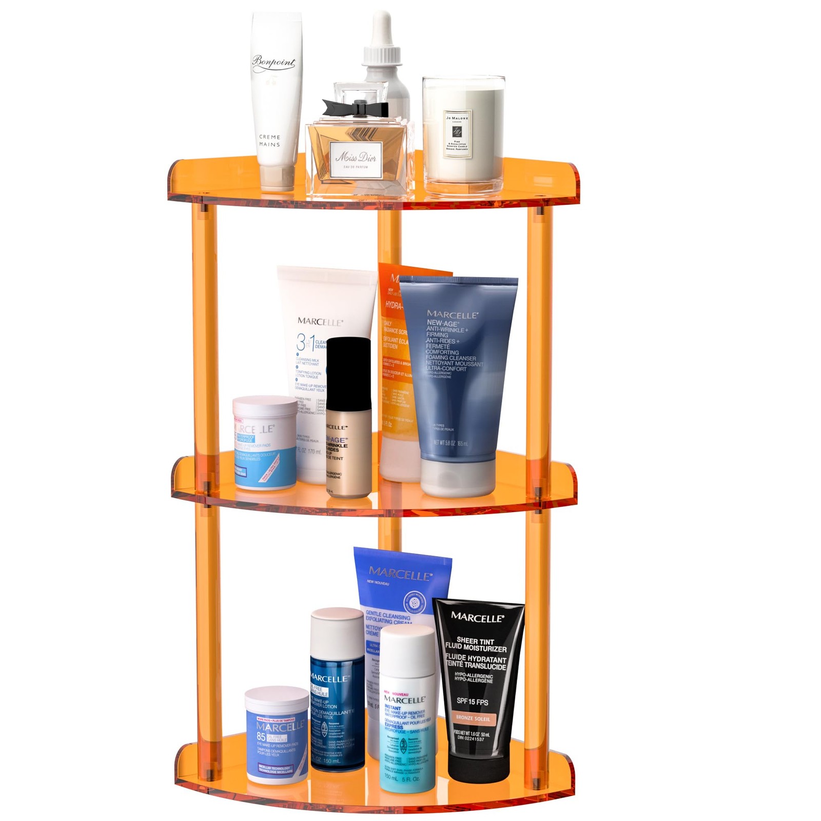 3 Tier Countertop Corner Organizer Shelf 7x7x15.7 Inch, Orange Countertop Acr...