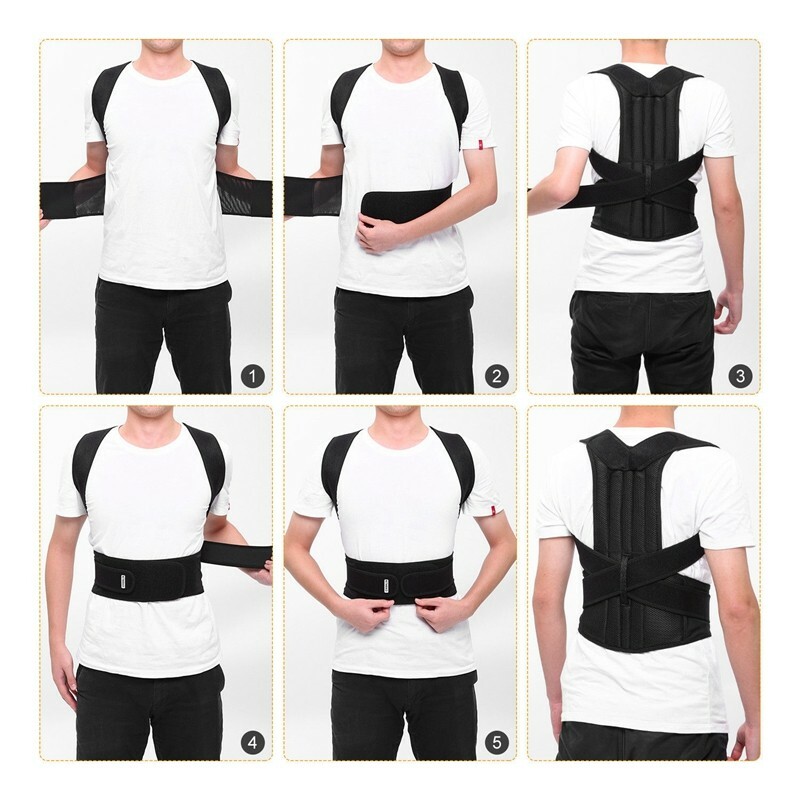 Soporte de Espalda y Columna Lumbar Ajustable Faja Cinturon Corrector de Postura