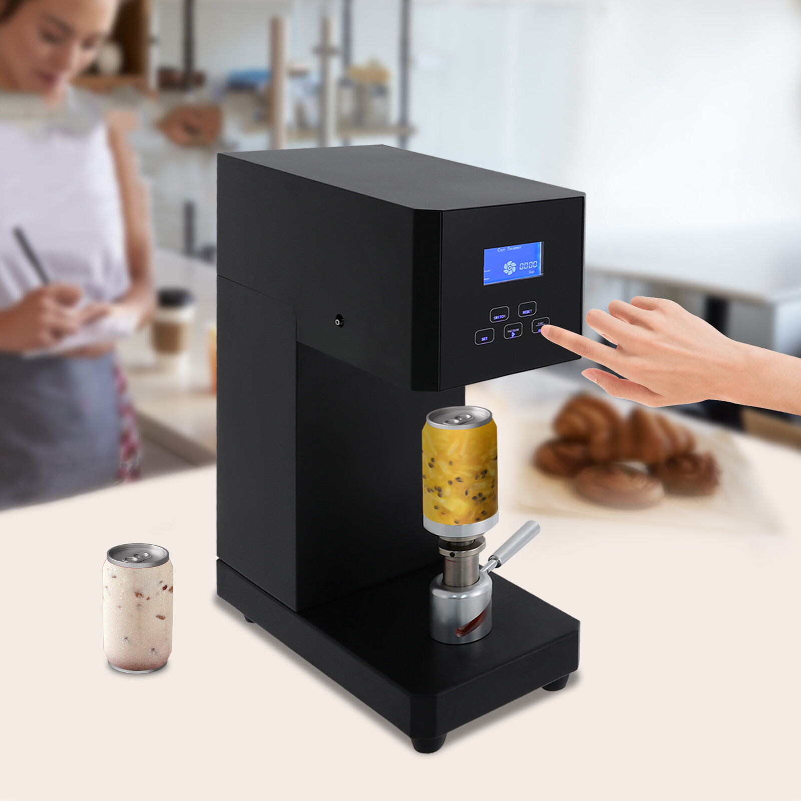 Semi Automatic Pop Can Sealing Machine Cola Can Sealer Container Plastic Bottles