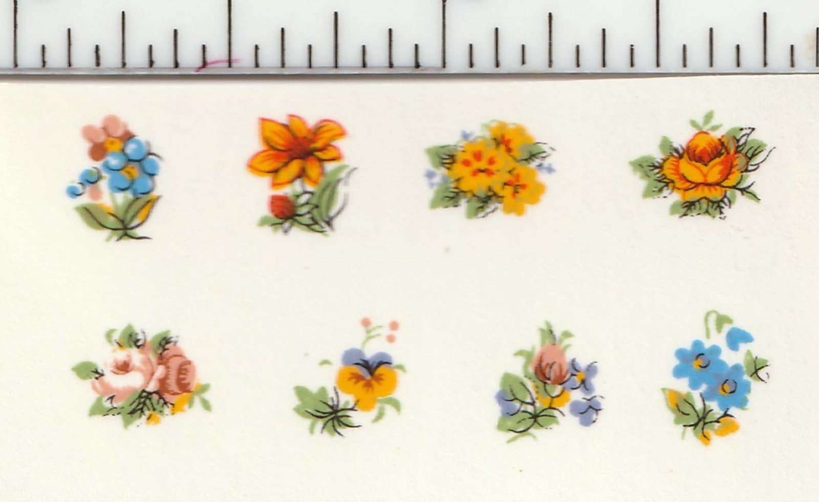 Mini 1/4" ceramic decals (48) vintage assorted flowers- dollhouse, resin art