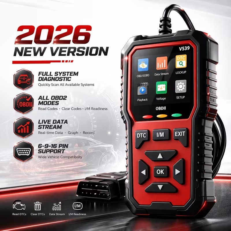 OBD2 Scanner Professional V539 - 2026 Upgraded OBDII + CAN Fault Code Reader US