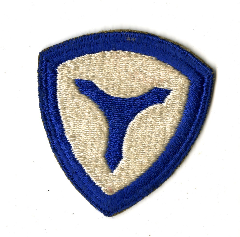 3rd Service Command Double Wide Blue Border White Back Patch WWII Vintage