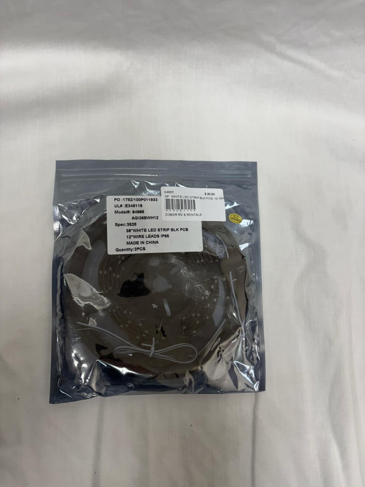 36" White LED strip for rv